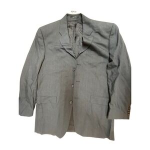 Mens Charcoal Gray Pure New Wool 3-Button Blazer Jacket Size 42L Woolmark